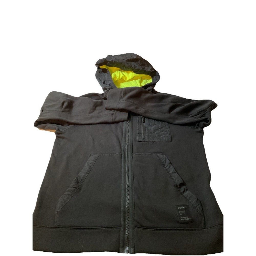 Athletic Works Childs Size L 10-12 Black And Green Hooded Jacket‎ H36